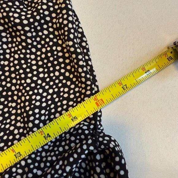 Mi Ami Black White Polka Dot Wrap Midi Dress Flutter Sleeve Tie Waist XL # - Picture 8 of 10